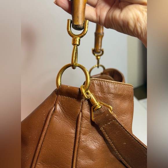 Vintage Gucci Bamboo Top Handle Hobo Shoulder Bag - Picture 9 of 15